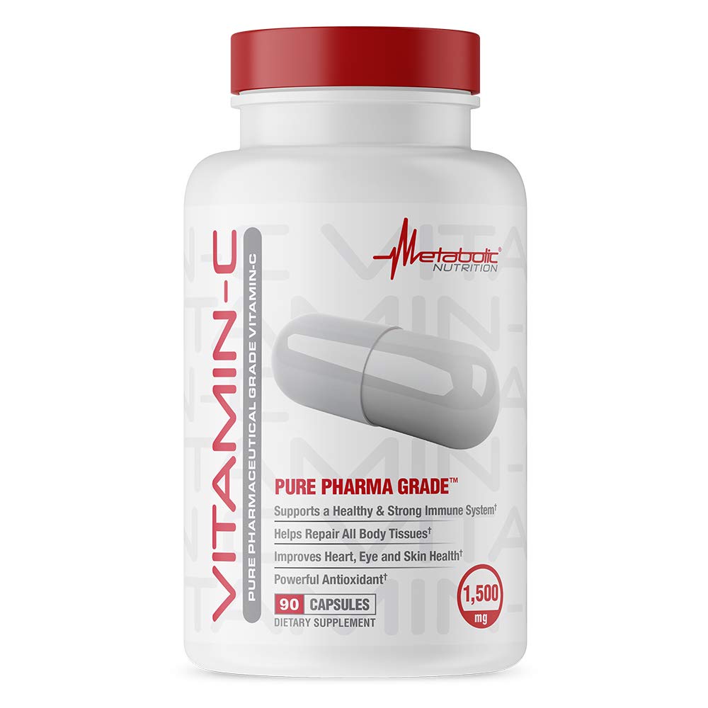 Metabolic Nutrition Vitamin C 1500mg Pure Pharma Grade High Absorption Ascorbic Acid Capsules 90 Capsules