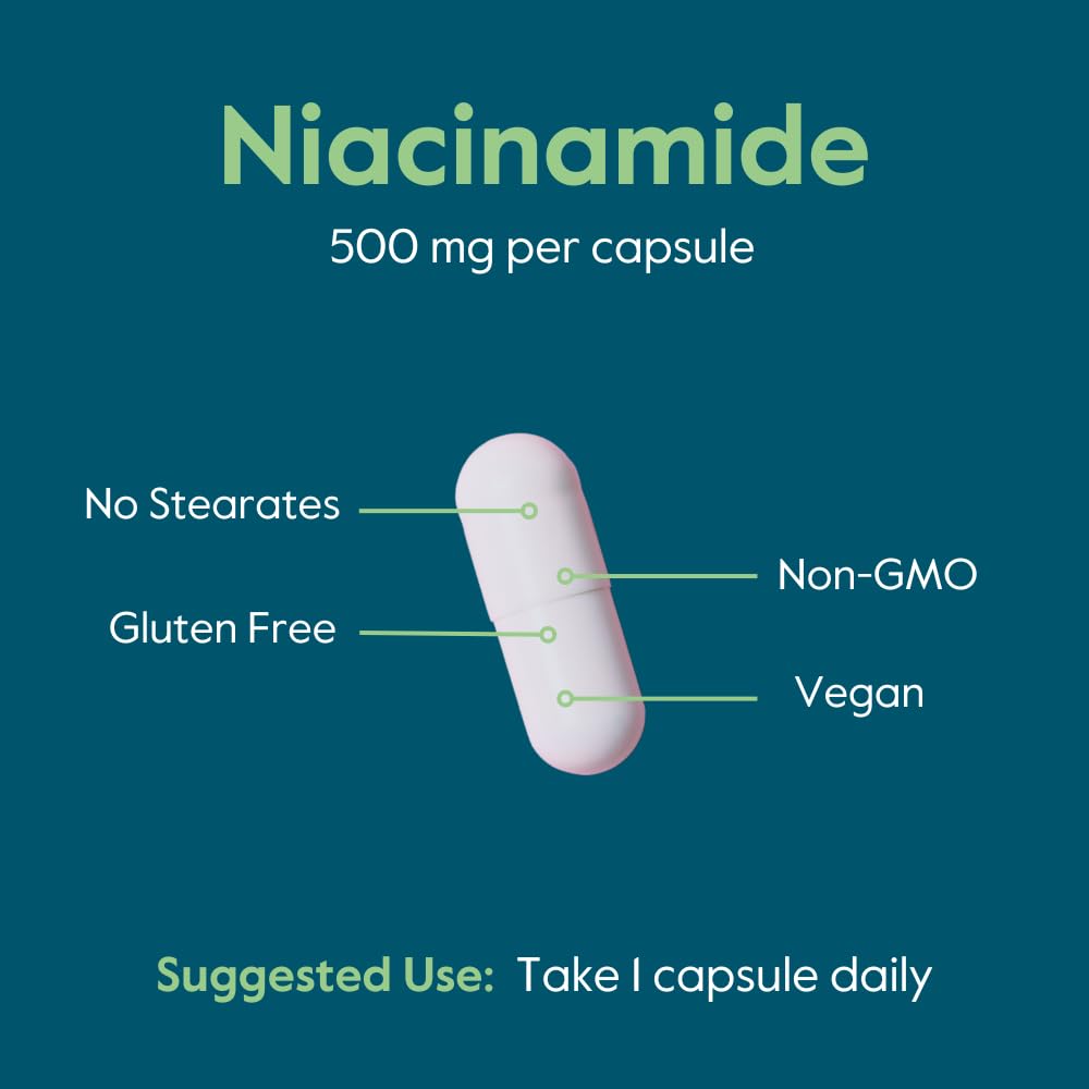 BESTVITE Filler-Free Niacinamide 500mg Capsules, 240 Count