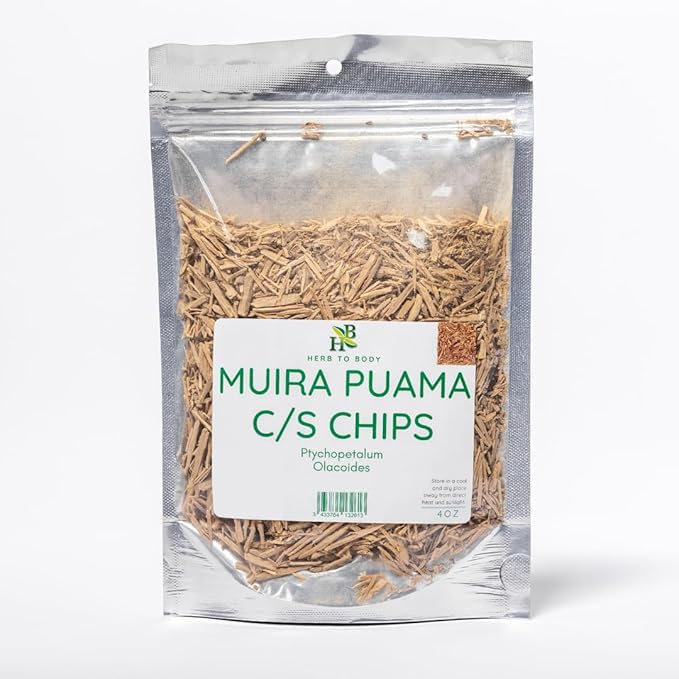 Herb To Body Muira Puama Cut & Sifted Chips Powder, 4 Ounce