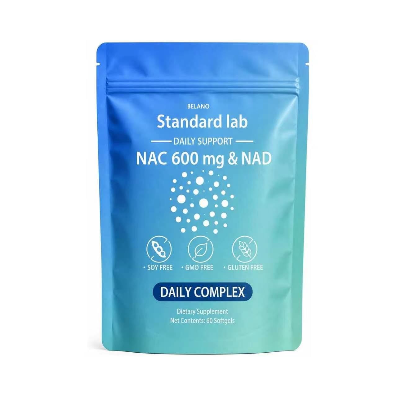 BELANO The Standard Lab NAC 600 mg & NAD Daily Formula Softgels, 60 Count