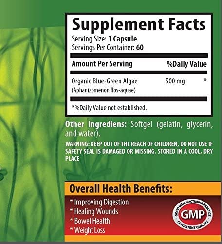 Health Solution Prime Klamath Blue-Green Algae 500mg Capsules, 120 Capsules