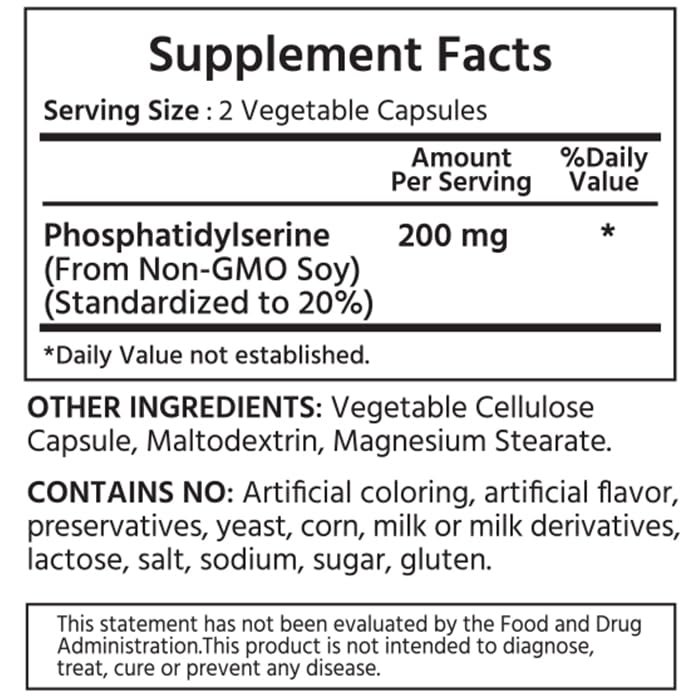 ML Naturals Phosphatidyl Serine 200mg Capsule 120 Count