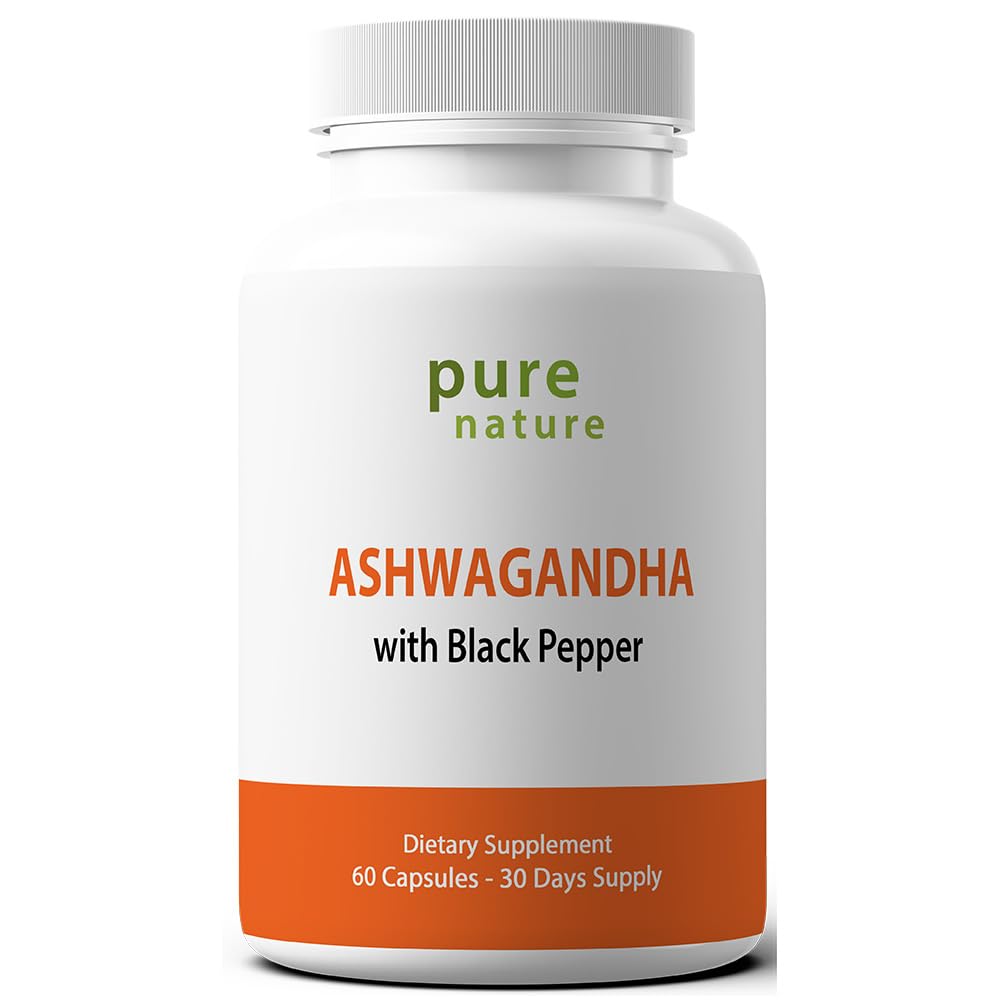 PureNature Plus Ashwagandha with Black Pepper Extract Capsule, 60 Count