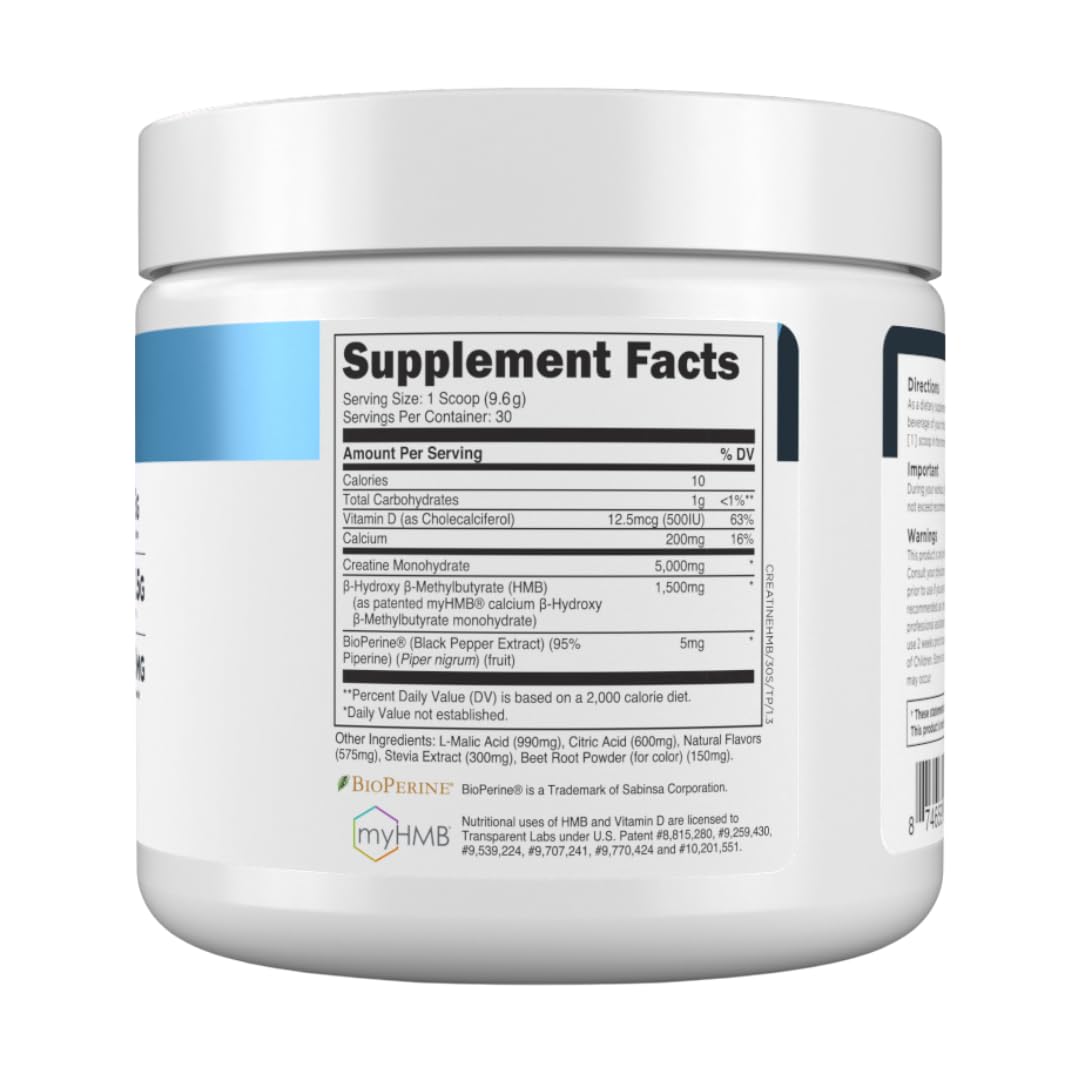 Transparent Labs Creatine HMB - Creatine Monohydrate Powder with HMB 30 Servings