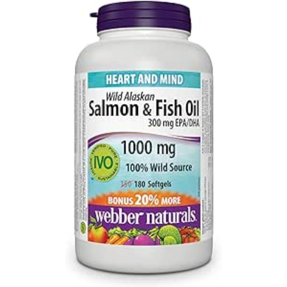 Webber Naturals Wild Salmon & Fish Oil 1000 mg (EPA 180 DHA 120) Softgels 180