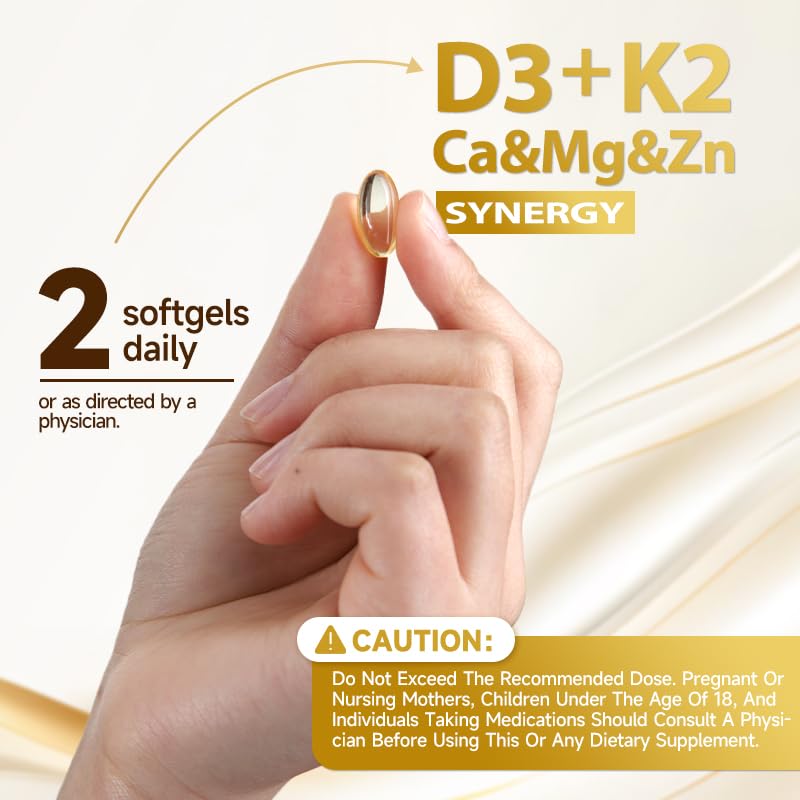 Ahete Vitamin D3 K2 Magnesium 10000 IU, 120 mcg K2 Capsules, 300 Capsules