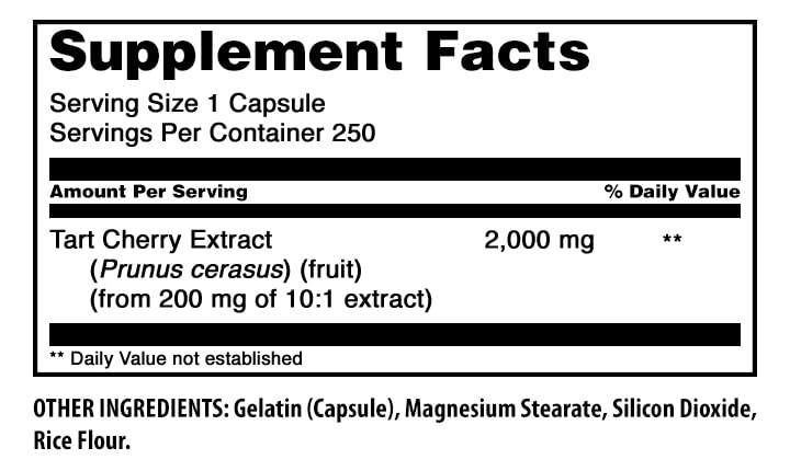 Amazing Nutrition Tart Cherry Supplement Capsules 250 Count