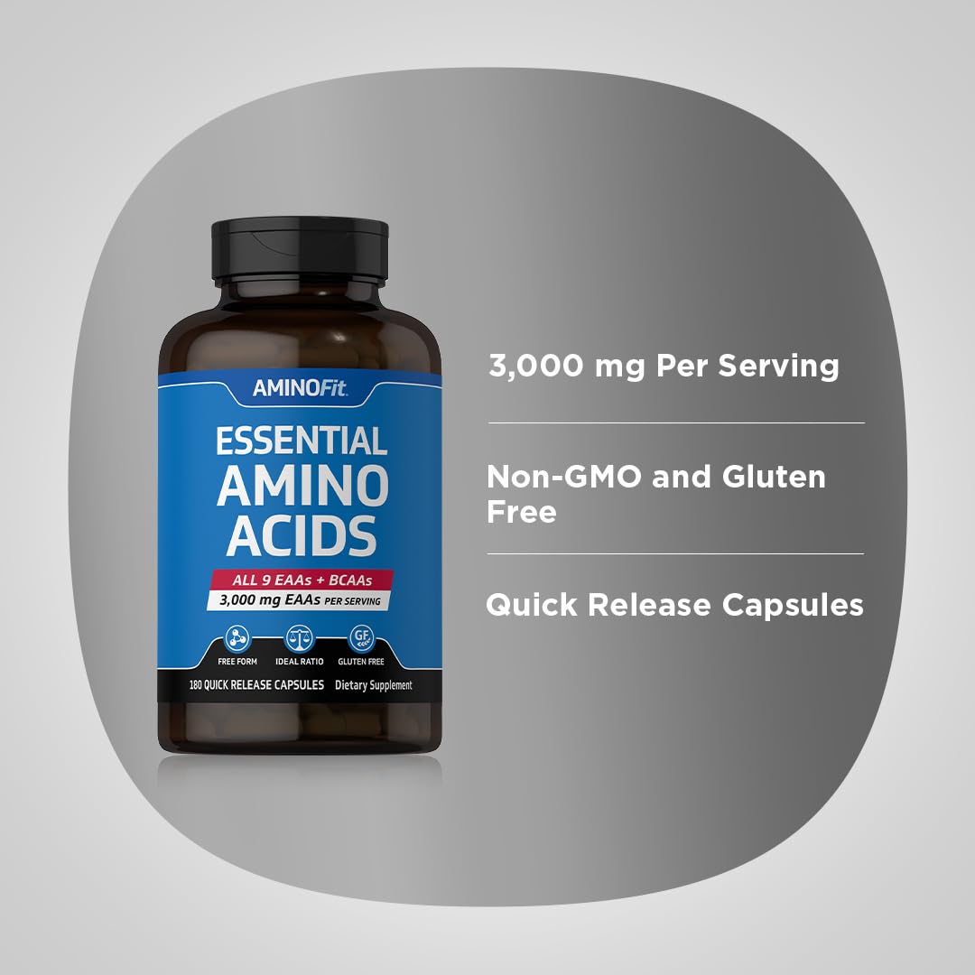 Piping Rock Essential Amino Acids Capsules 3000mg, 180 Count