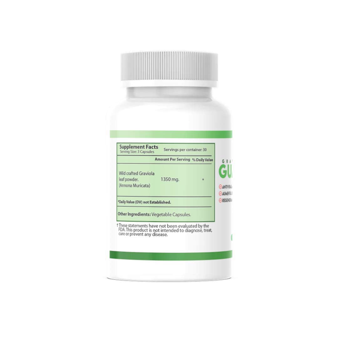 Nutrisalud Products Guanabana Capsules Extra Potent 1350mg per Serving, 180 Capsules