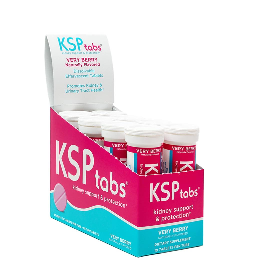 KSPtabs Very Berry All Natural Hydration & Kidney Health Supplement to Combat Calcium Oxalate Crystal Formation, 80 Tablets
