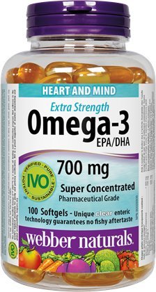 Webber Naturals Omega-3 Extra Strength 700 mg EPA/DHA Super Concentrated Softgels, 100 Softgels