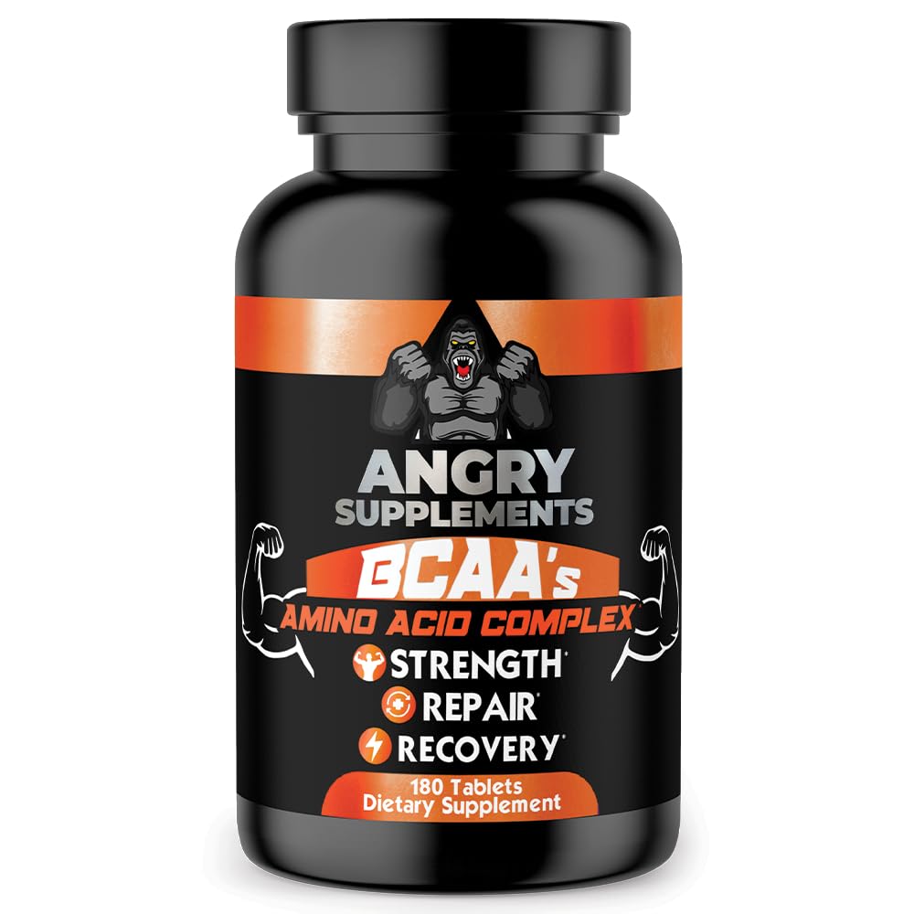 Angry Supplements BCAA Amino Acid Complex Tablets, 180 Count