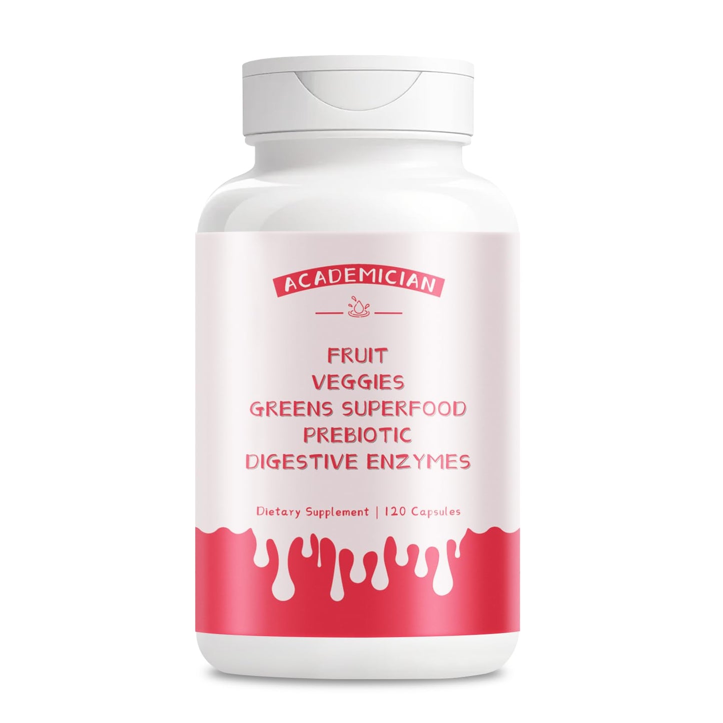 ACADEMICIAN Super Greens Capsules with Probiotic, Super Fruits and Veggies Vegan Digestive Capsule Supplement, 120 Capsules