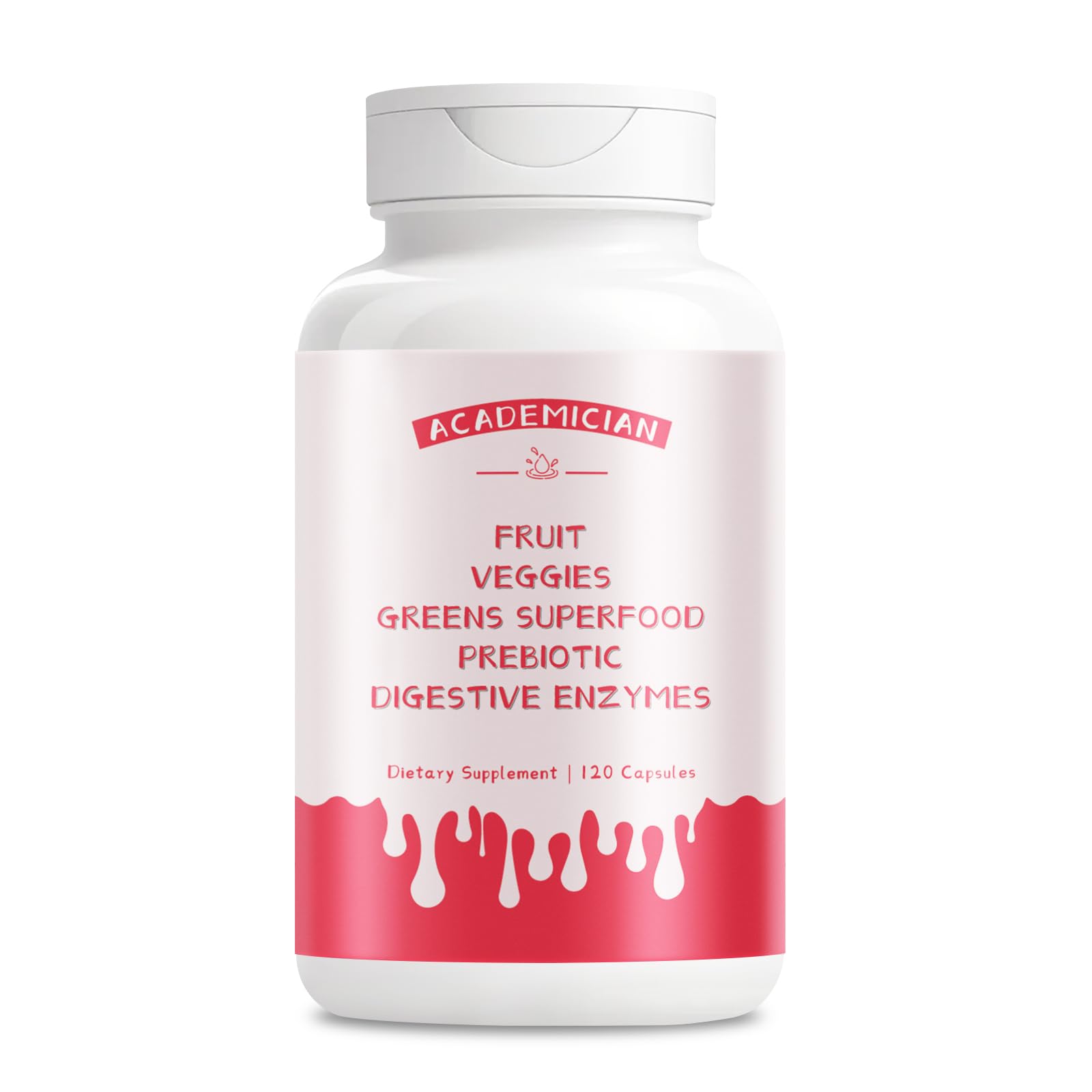 ACADEMICIAN Super Greens Capsules with Probiotic, Super Fruits and Veggies Vegan Digestive Capsule Supplement, 120 Capsules