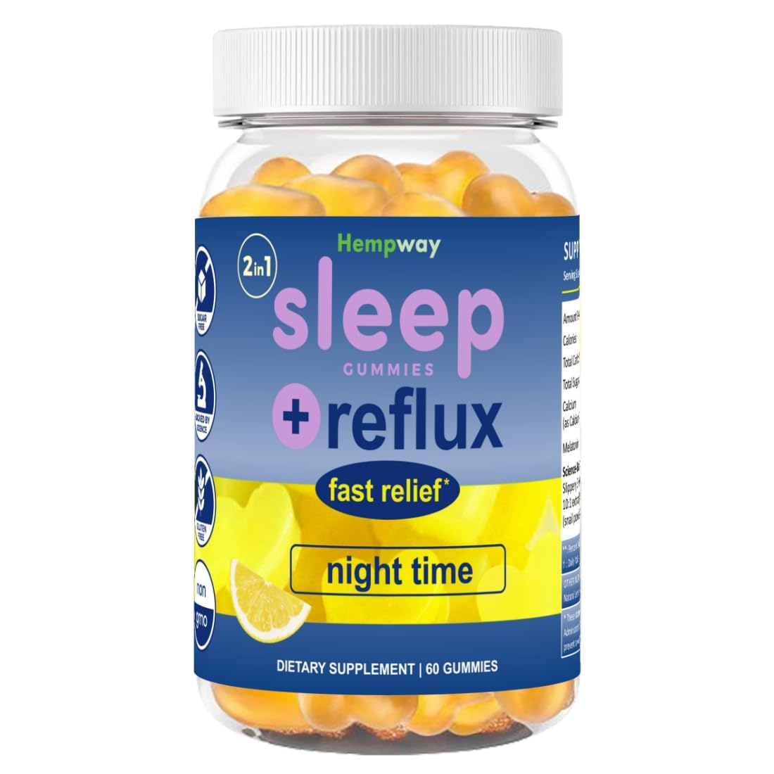 HEMPWAY Reflux Raft Antacid Gummies 60 Count