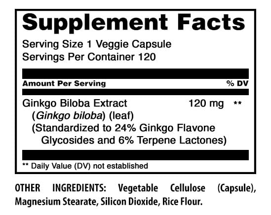 Amazing Nutrition Ginkgo Biloba 120 Mg Supplement Capsule, 120 Count