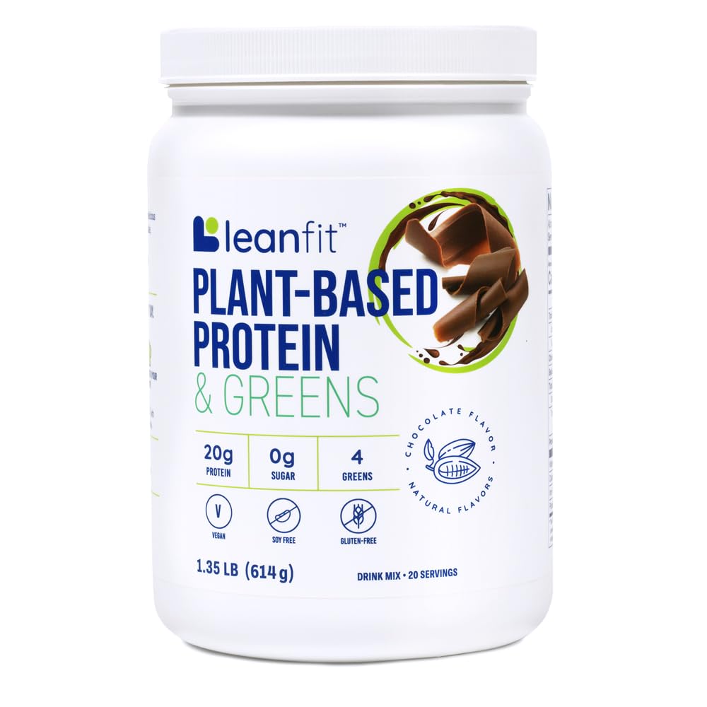 LeanFit Plant-Based Protein & Greens Powder Natural Chocolate 20 Servings