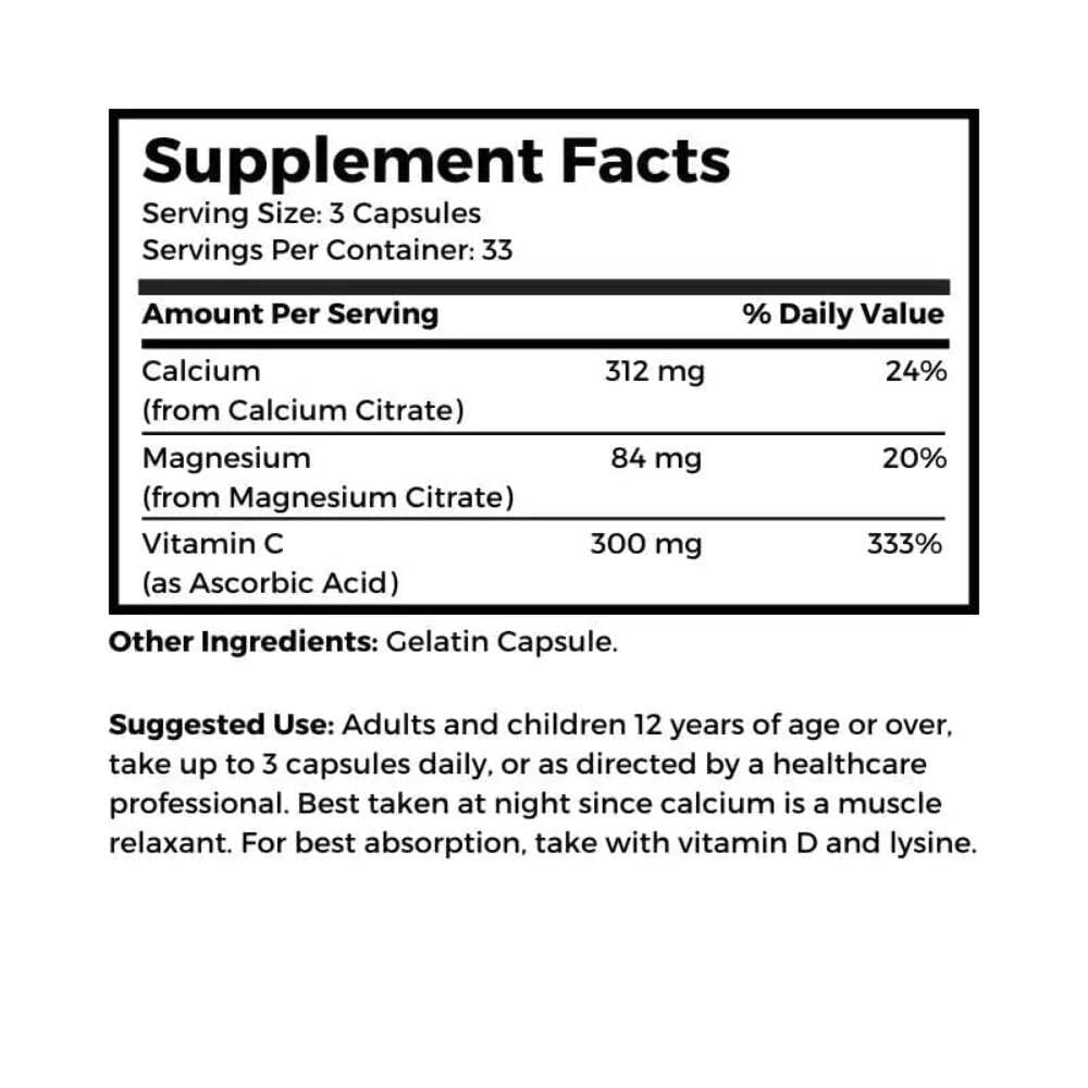 Dr Clark Store Cal-Mag Complete 2:1 Calcium-Magnesium-Vitamin C Capsule 100