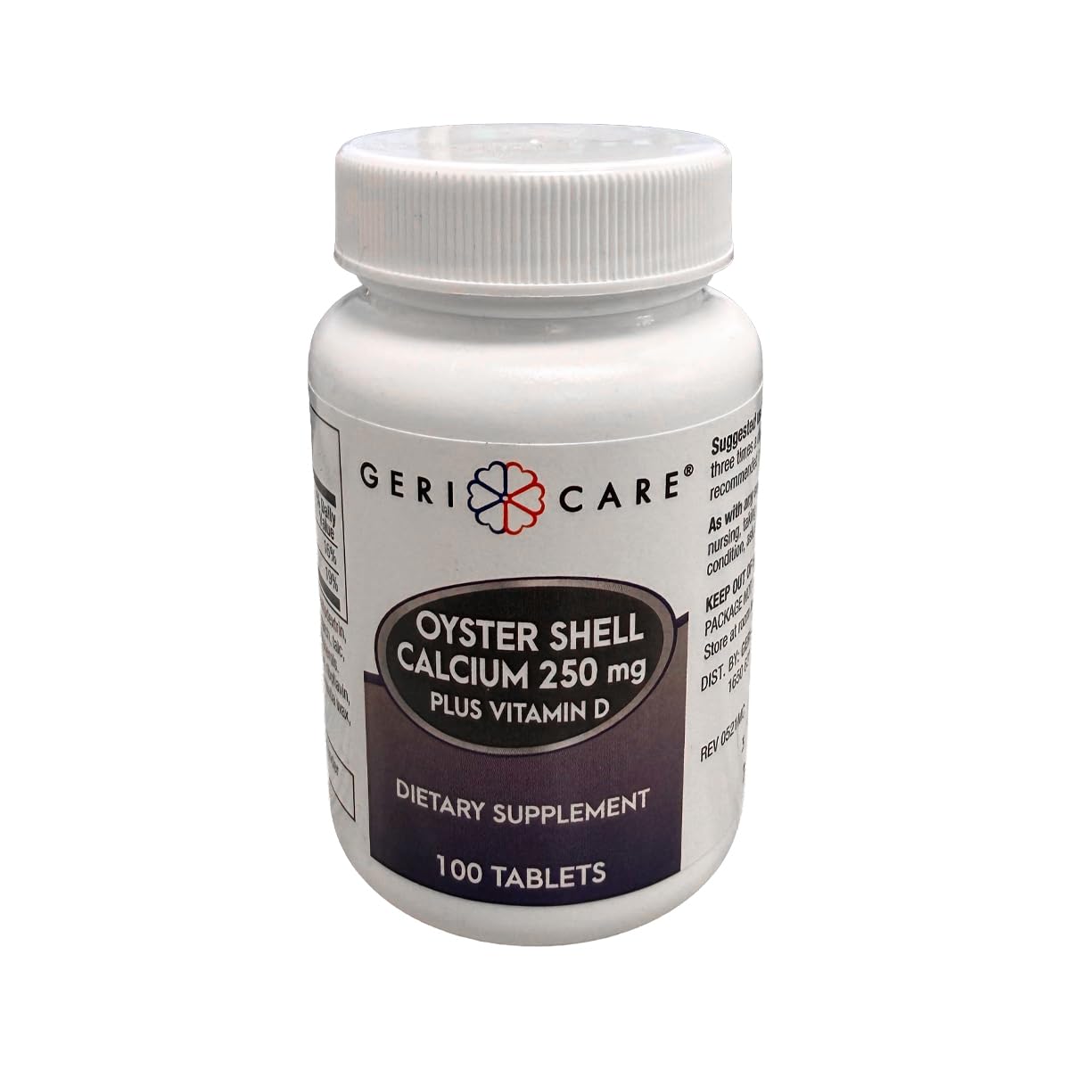 GeriCare Oyster Shell Calcium 250mg with Vitamin D 125IU Tablets, 100 Count
