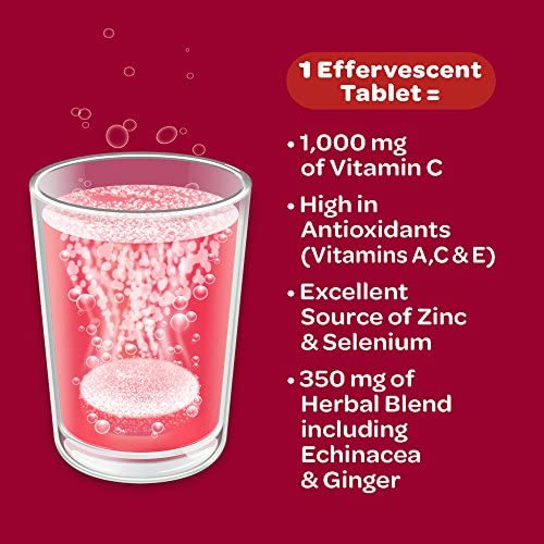 Airborne Very Berry Effervescent Tablets, 1000mg Vitamin C, Immune Support Supplement, 6 Tablets