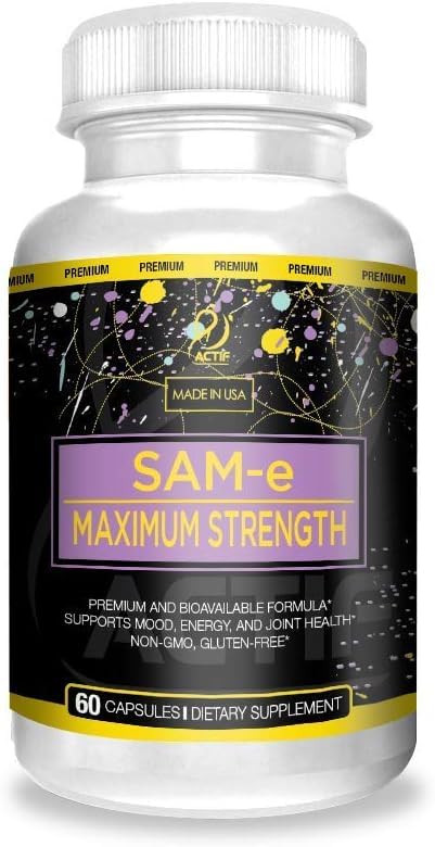 ACTIF SAM-e Maximum Strength with 400mg High Absorption SAM-e for Mood and Energy Capsules, 60 Count