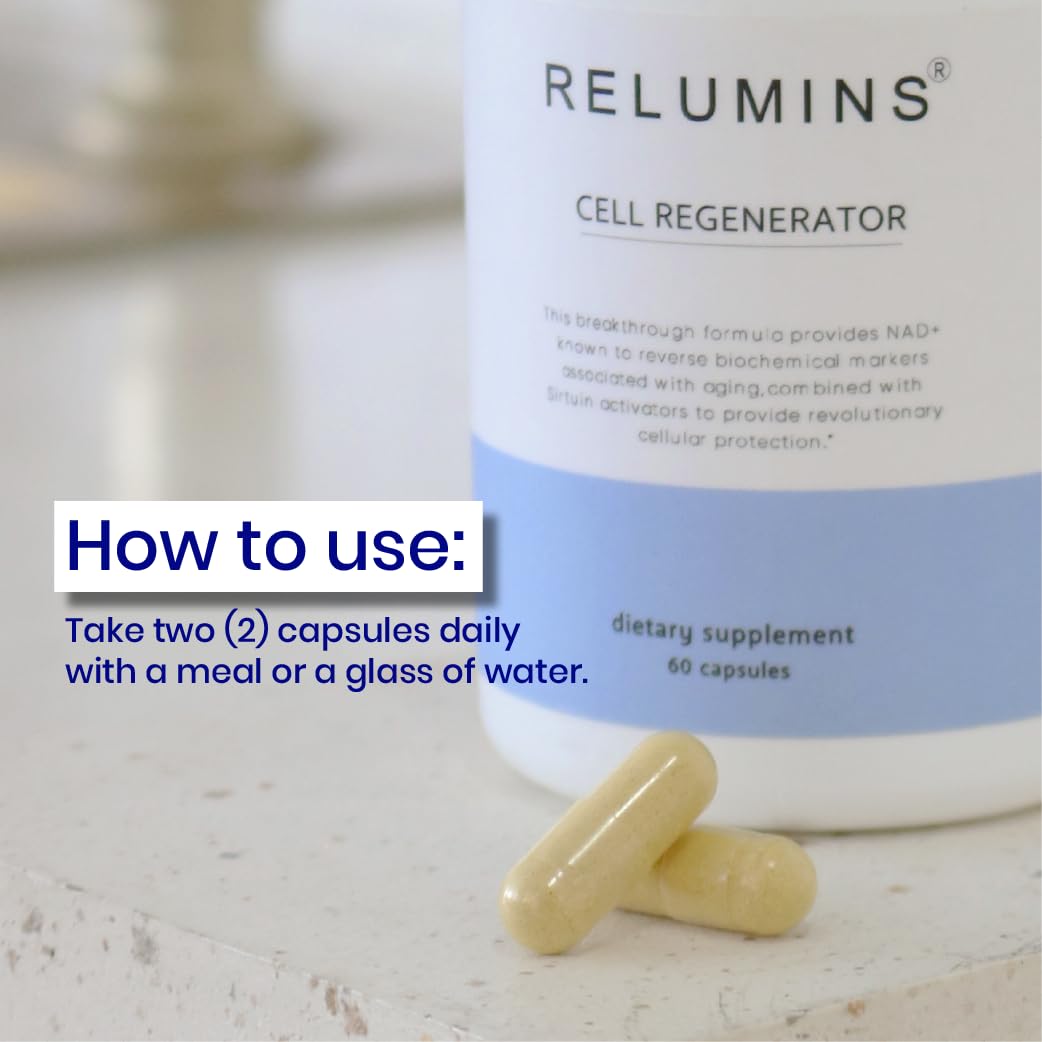 Relumins NAD+ Supplement with Nicotinamide Riboside, Resveratrol, Quercetin, Fisetin & Curcumin – Capsule, 60 Count