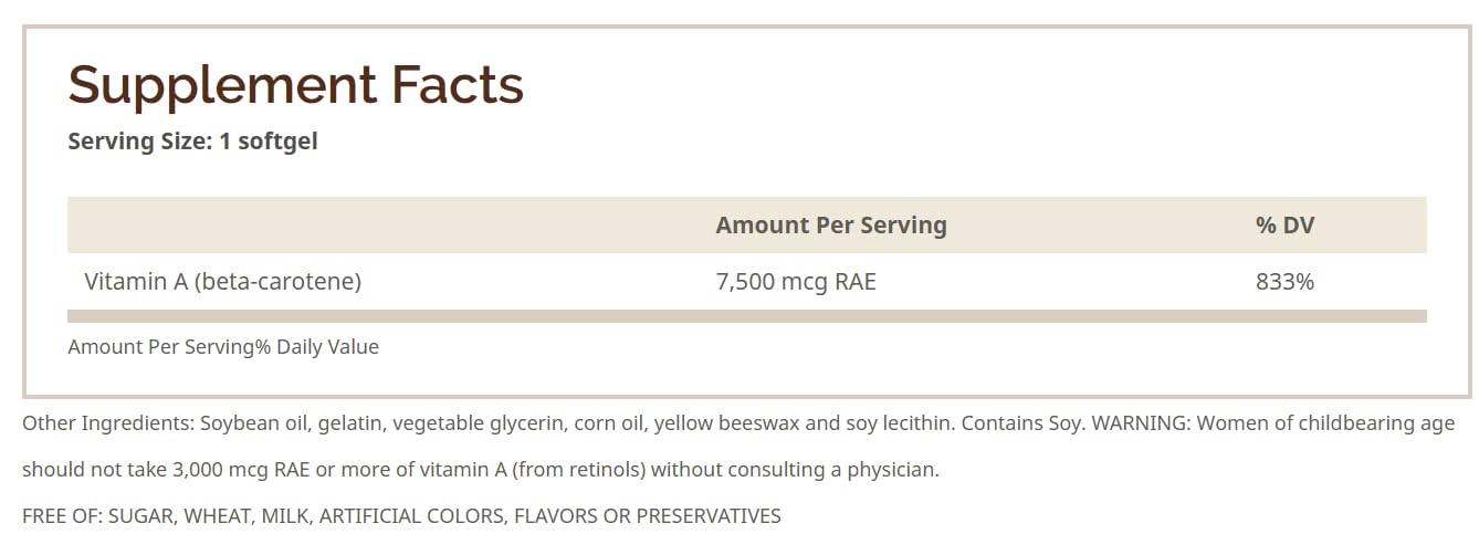 Windmill Beta Carotene 25,000 MU Softgels, 100 Softgels