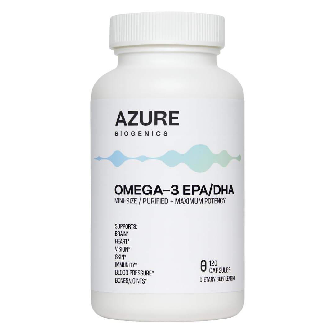 Azure Biogenics Omega-3 Fish Oil Capsule High Potency EPA/DHA 120 Count