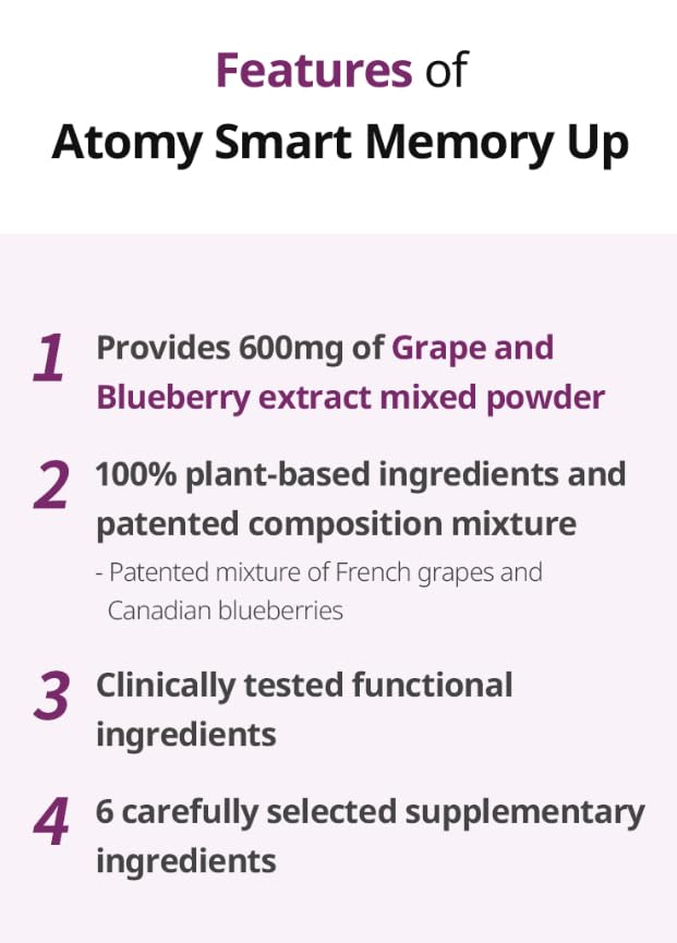 Generic Atomy Smart Memory Up Grape Blueberry Plant Derived Supplement 60 Tablets