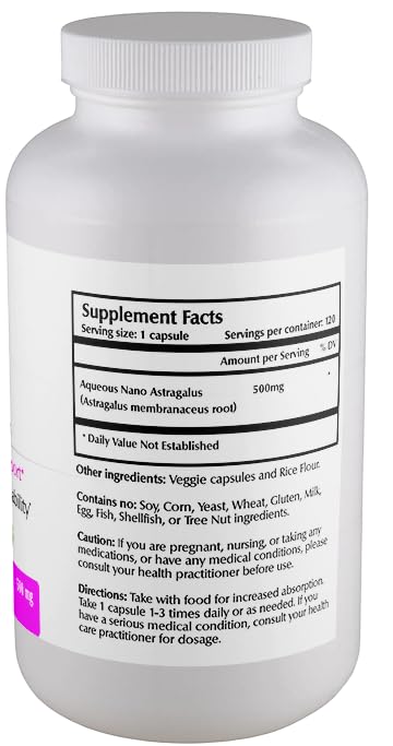 One Planet Nutrition Nano Astragalus 500 mg Veggie Capsules, 120 Capsules