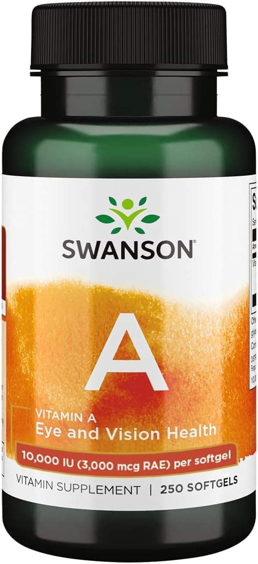 Swanson Vitamin A 10,000 IU (3,000 mcg RAE) Capsule, 250