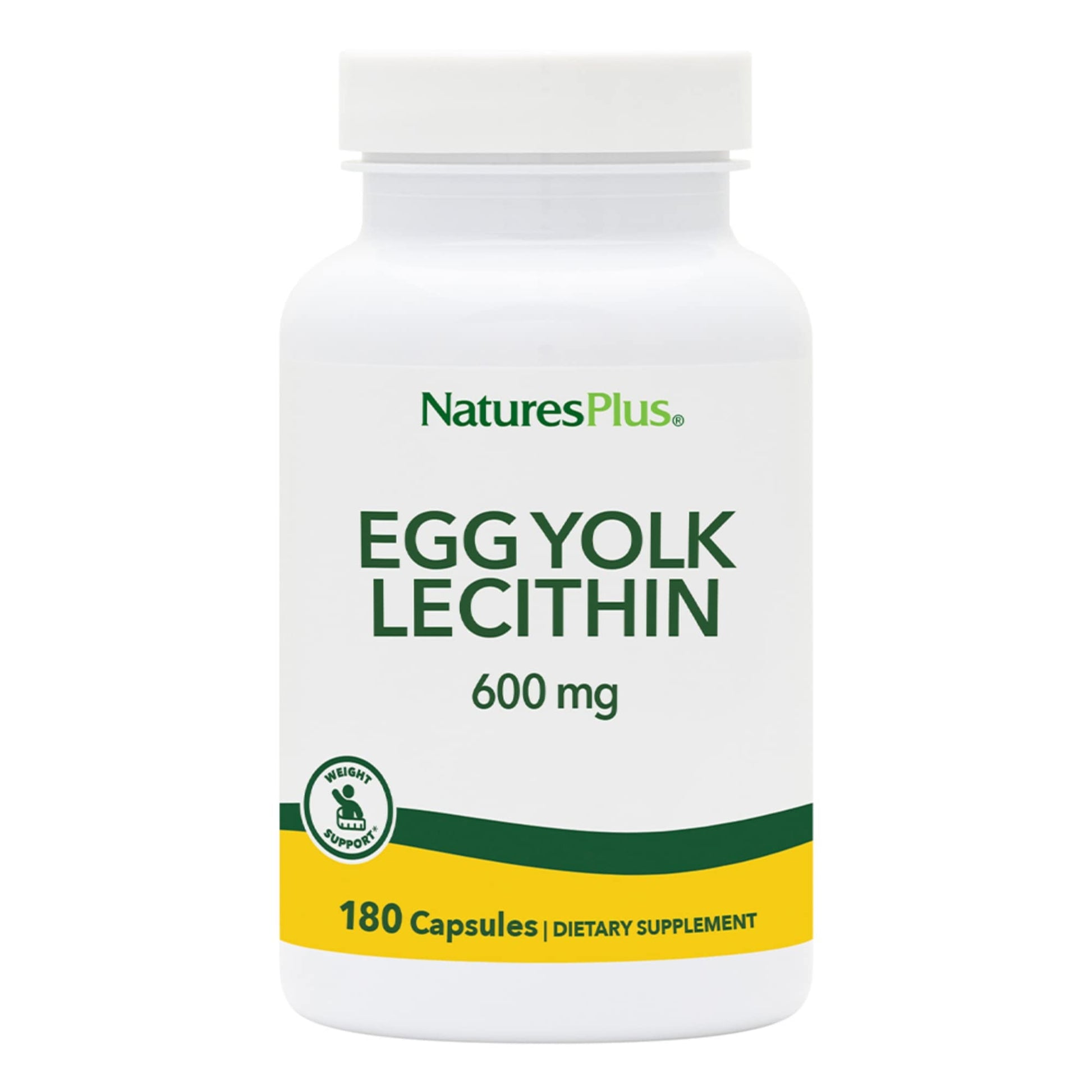 NaturesPlus Egg Yolk Lecithin 600 mg Capsules, 180 Count