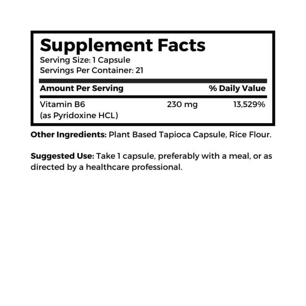 Dr Clark Store Vitamin B6 Supplement Capsules, 21 Count