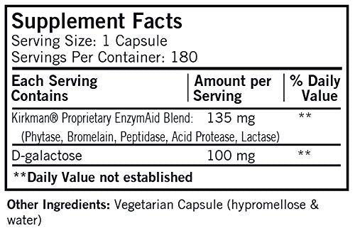 Kirkman Enzyme-Aid Dietary Supplement Capsules 180