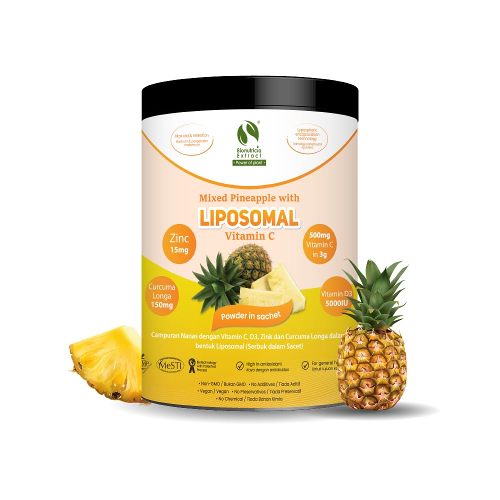 BIONUTRICIA EXTRACT Liposomal Vitamin C Enhanced with Pineapple Extract Powder 3.5 Ounces