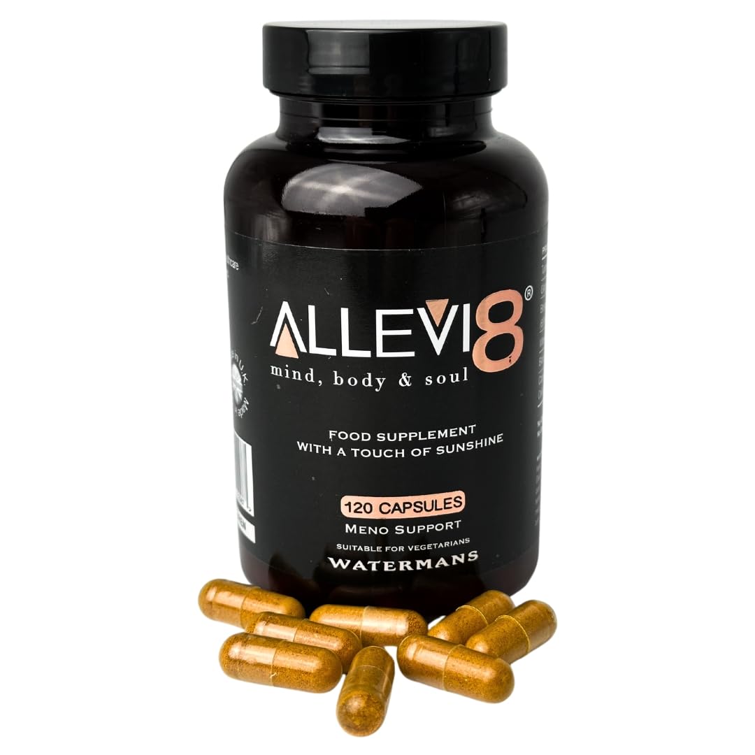 Watermans Allevi8 Curcumin Turmeric, Ginger, Frankincense, Vitamin D & Black Pepper Extract for Best Absorption - Daily Joint & Mental Health, Immune Health Support, 120 Capsules