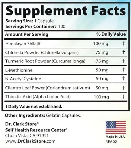 Dr Clark Store Heavy Metal Support, Mineral Replacement for Metal Cleansing Capsule, 100 Capsules