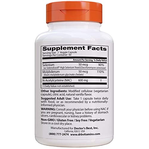Doctors Best NAC Detox Regulators Capsules, 60 Count