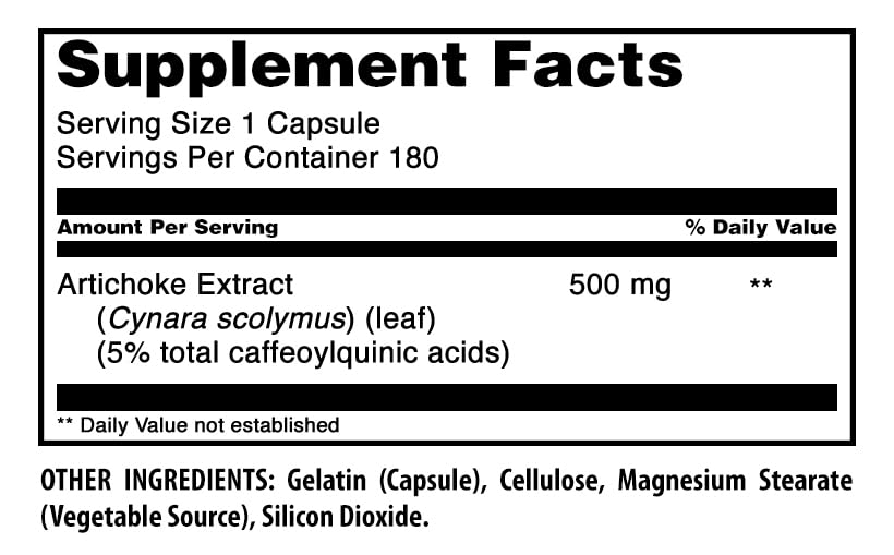 Amazing Nutrition Artichoke Extract Supplement 500 mg Capsule, 180 Capsules