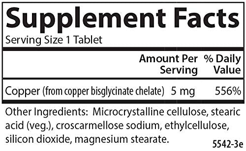 Carlson Chelated Copper 5 mg Tablets, 250 Count
