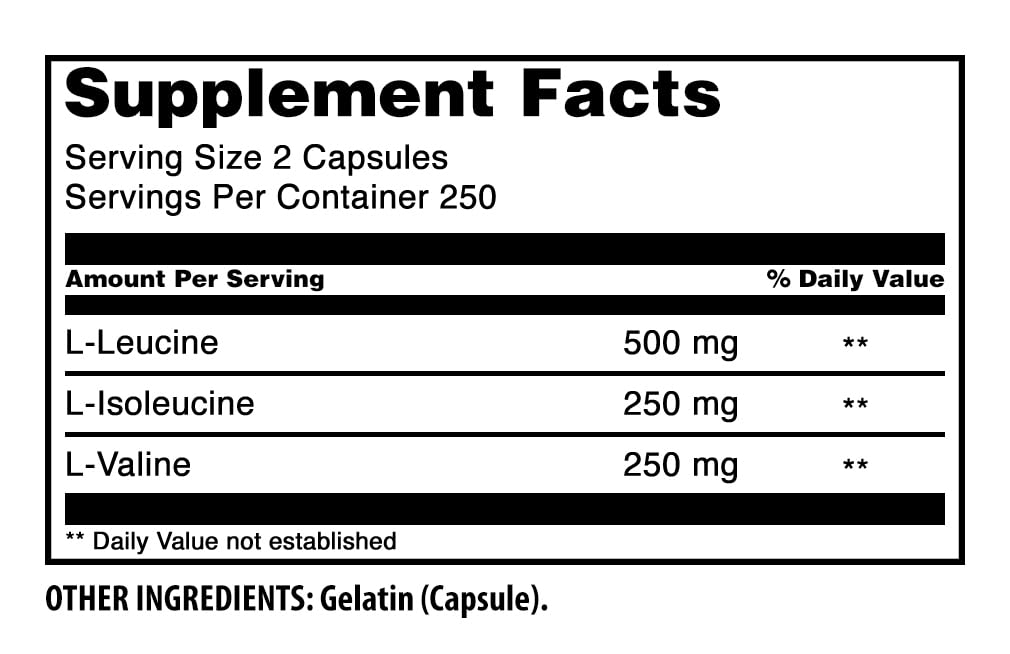 Amazing Nutrition BCAA 2:1:1 1000 mg per serving, 500 Capsules