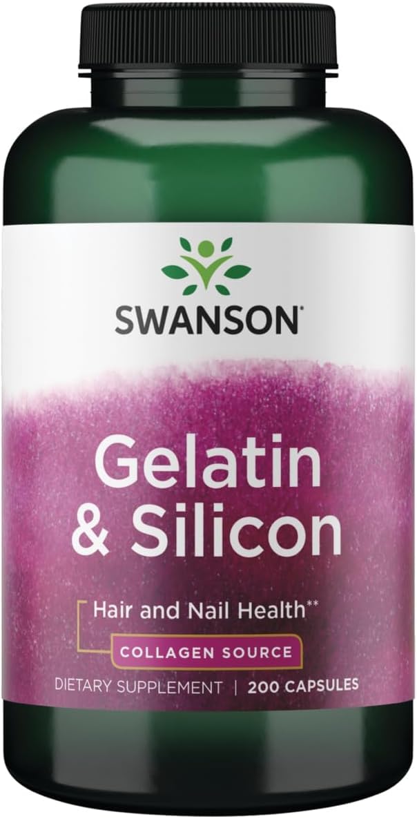 Swanson Gelatin and Silicon Collagen Proteins, 200 Capsules