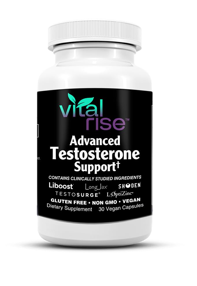 Vital Rise Testosterone Supplement for Men – Advanced Testosterone Booster with Fenugreek & Ashwagandha – Vegan Capsules, 30 Capsules