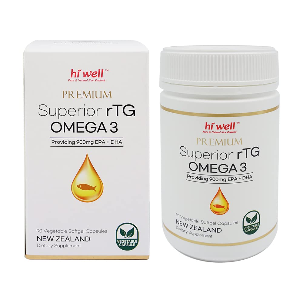 HI WELL PURE & NATURAL NEW ZEALAND Hi Well Premium Superior rTG Omega 3 Softgel Capsules, 90
