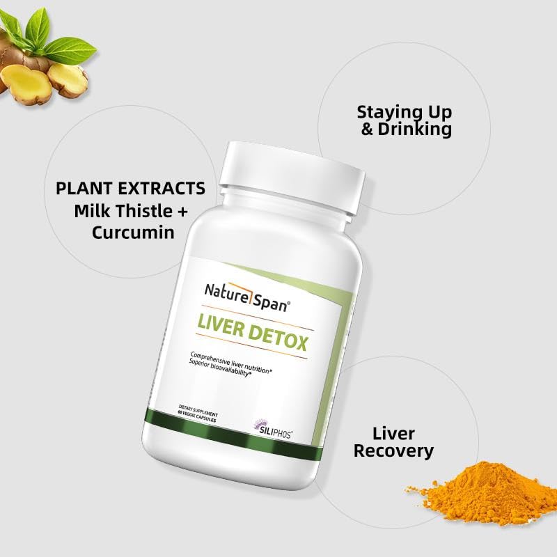 NATURESPAN Liver Cleanse Detox & Repair Milk Thistle Supplement with Silymarin and Choline, 60 Capsules
