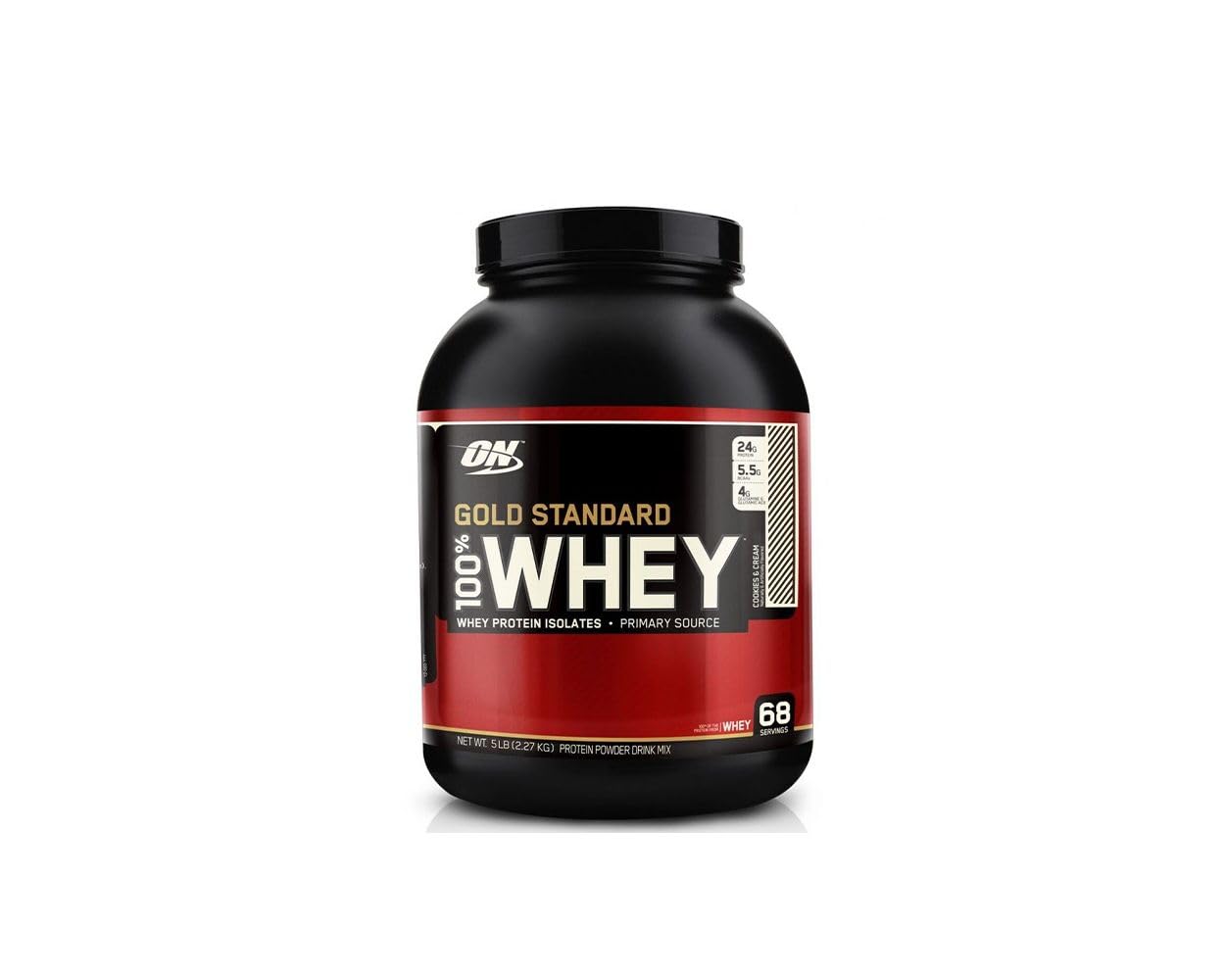 Optimum Nutrition Gold Standard 100% Whey Protein Powder, Cookies and Cream, 4.65 Pound, 5 Count