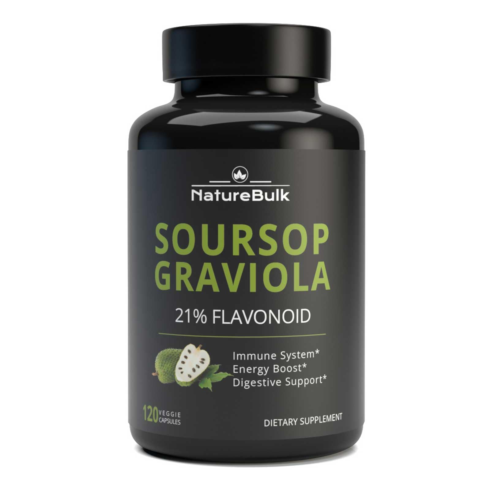 NATUREBULK Graviola Capsule Pure Leaf Extract 600mg, 120 Count