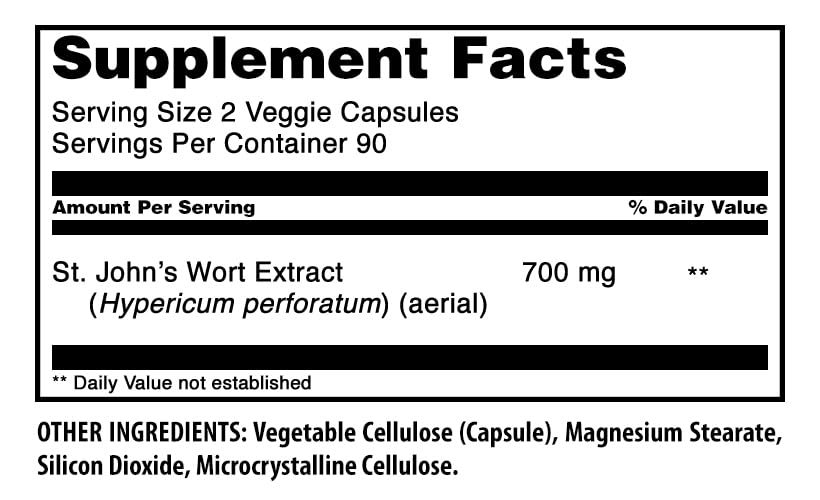 Amazing Nutrition St. John's Wort Supplement (Hypericum Perforatum Extract) Capsules, 180 Count