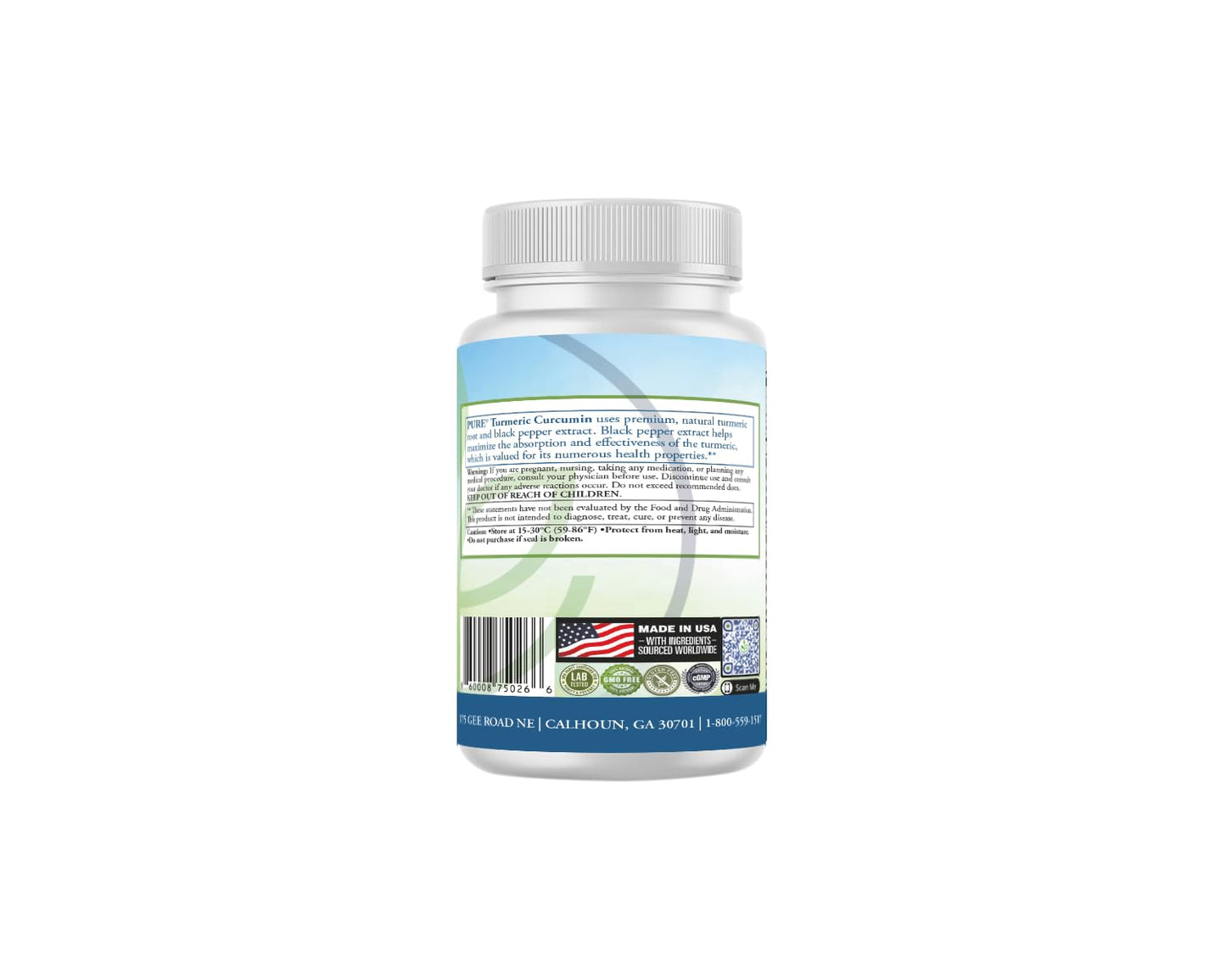 PURE Turmeric Curcumin 750 mg Capsules, 180 Count