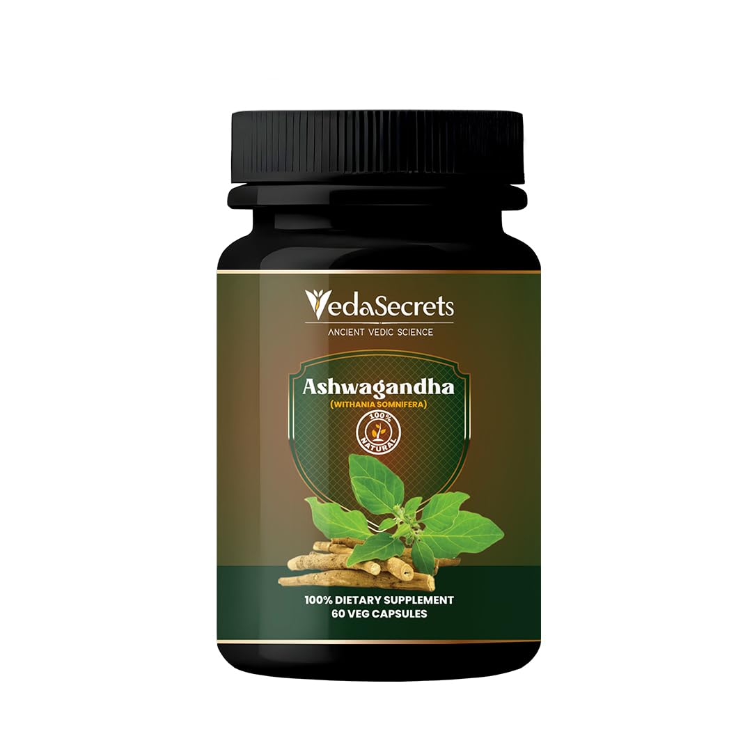 VedaSecrets Ashwagandha Herbal Supplement 1000mg Capsules, 60 Count